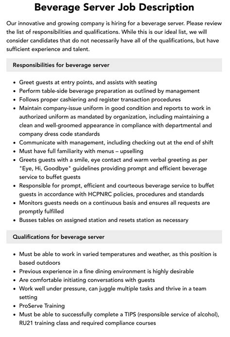 casino server job description|Casino Beverage Server Jobs, Employment .